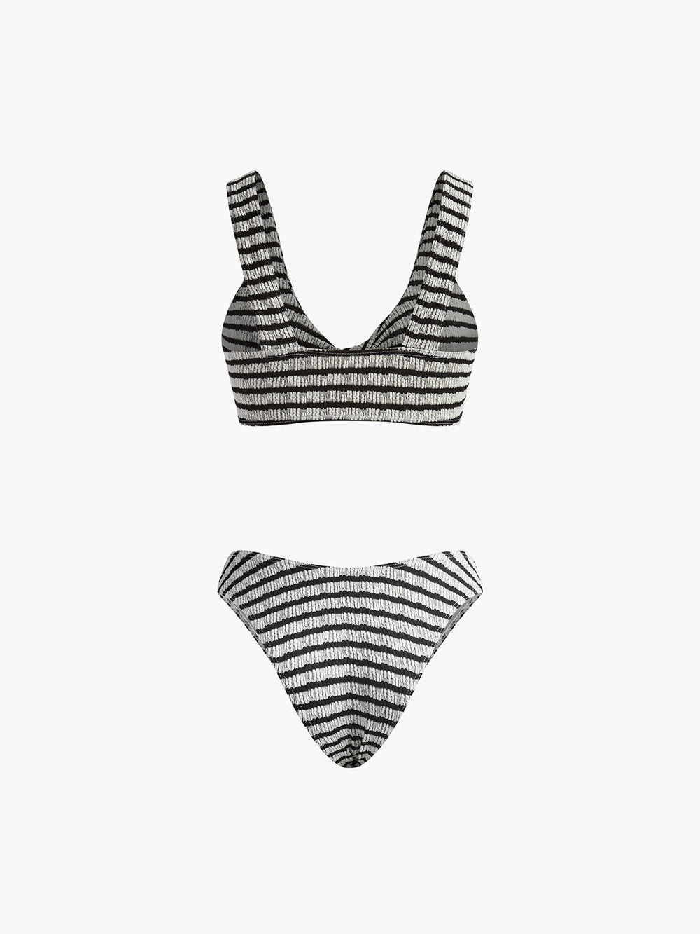Geknotztes Streifen-Strick-Bikini-Set