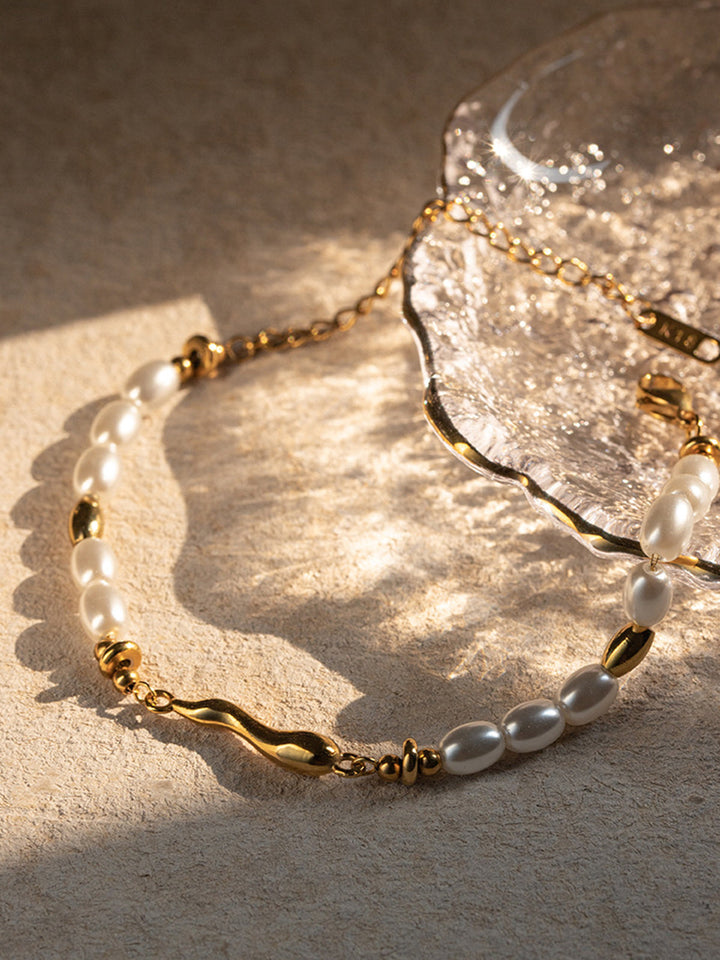 Goldene Wellen Perlenarmband