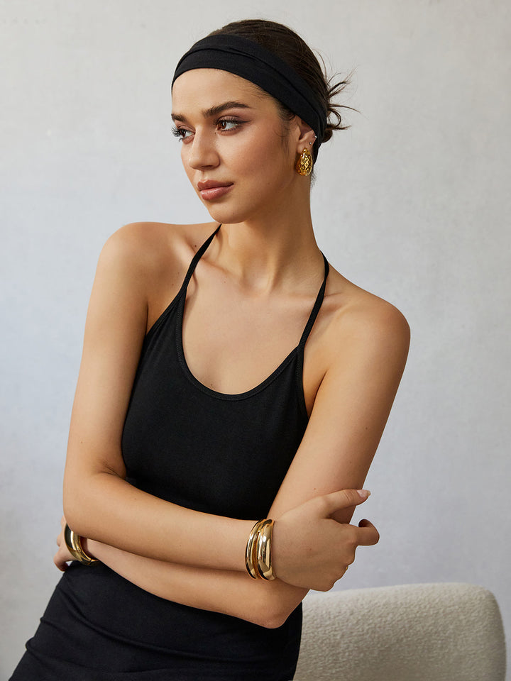 Halter Neckless Midi Kleid