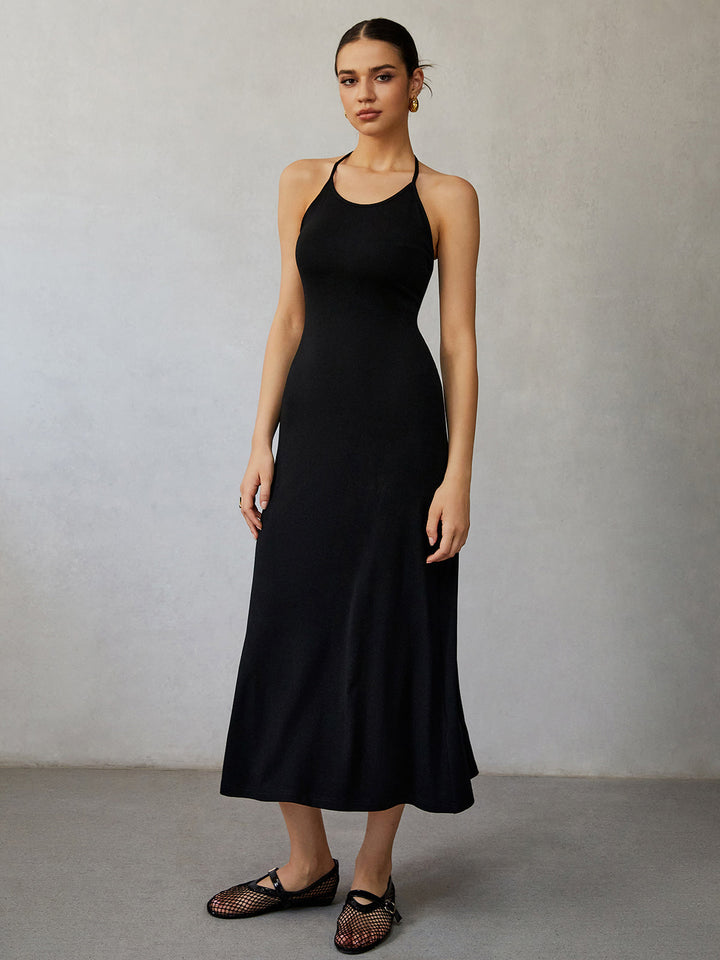 Halter Neckless Midi Kleid