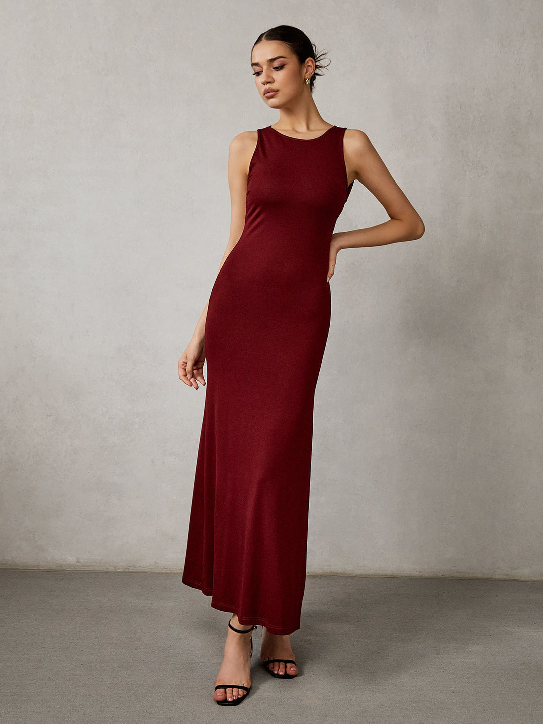 Seitenschlitz-Kleid rückenfrei lang