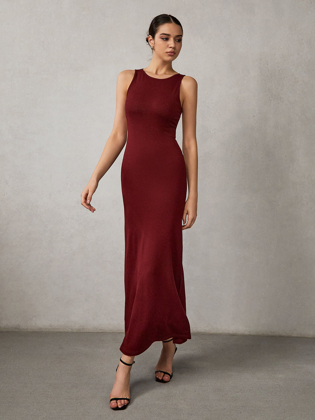 Seitenschlitz-Kleid rückenfrei lang
