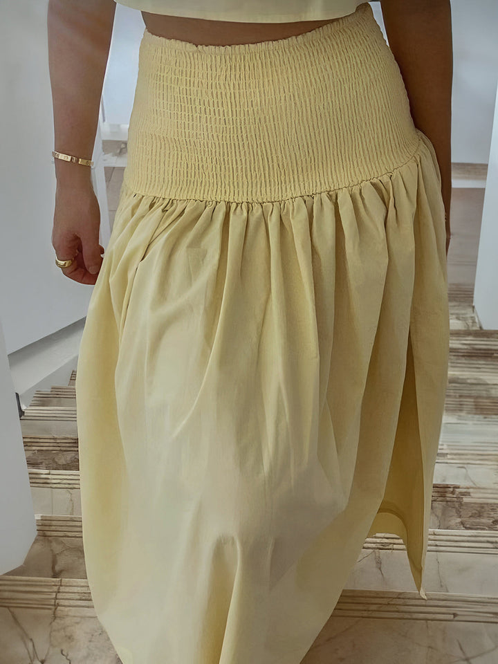 Gekräuselte Taille Rock mit geteiltem Oberschenkel Set