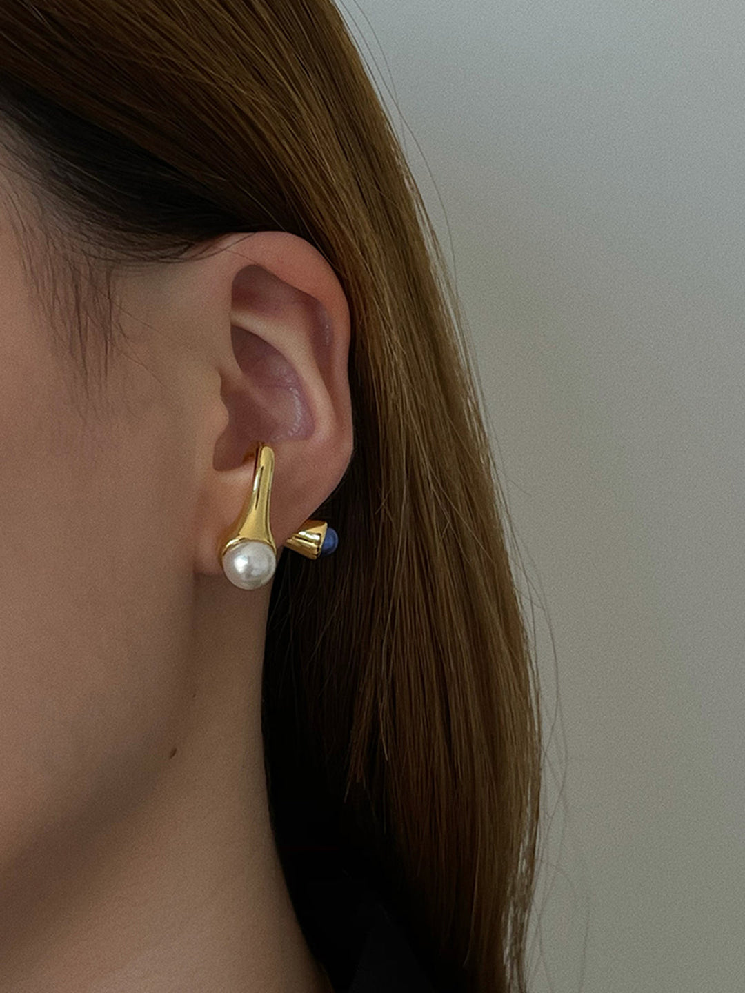 1 Stück Stapelbare Perle Goldene Ohrring