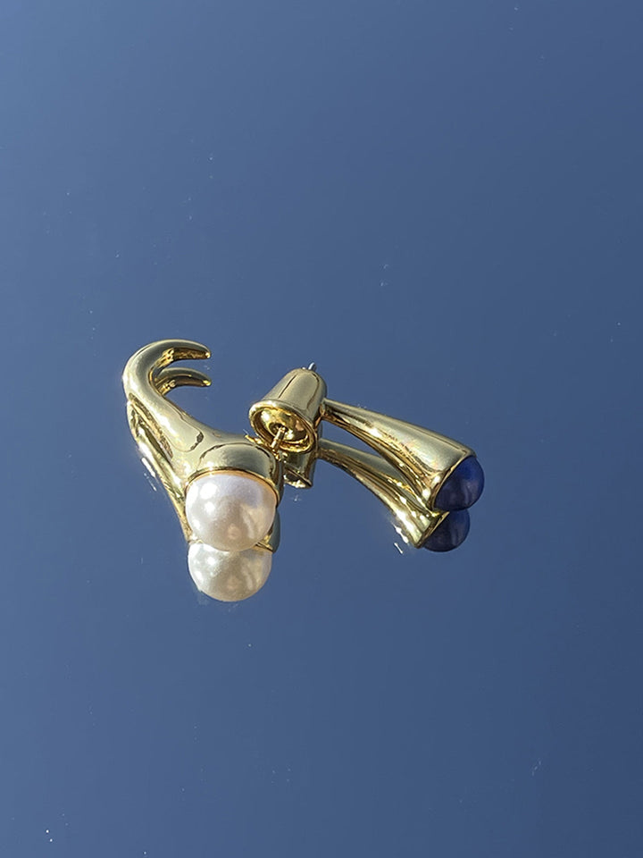 1 Stück Stapelbare Perle Goldene Ohrring