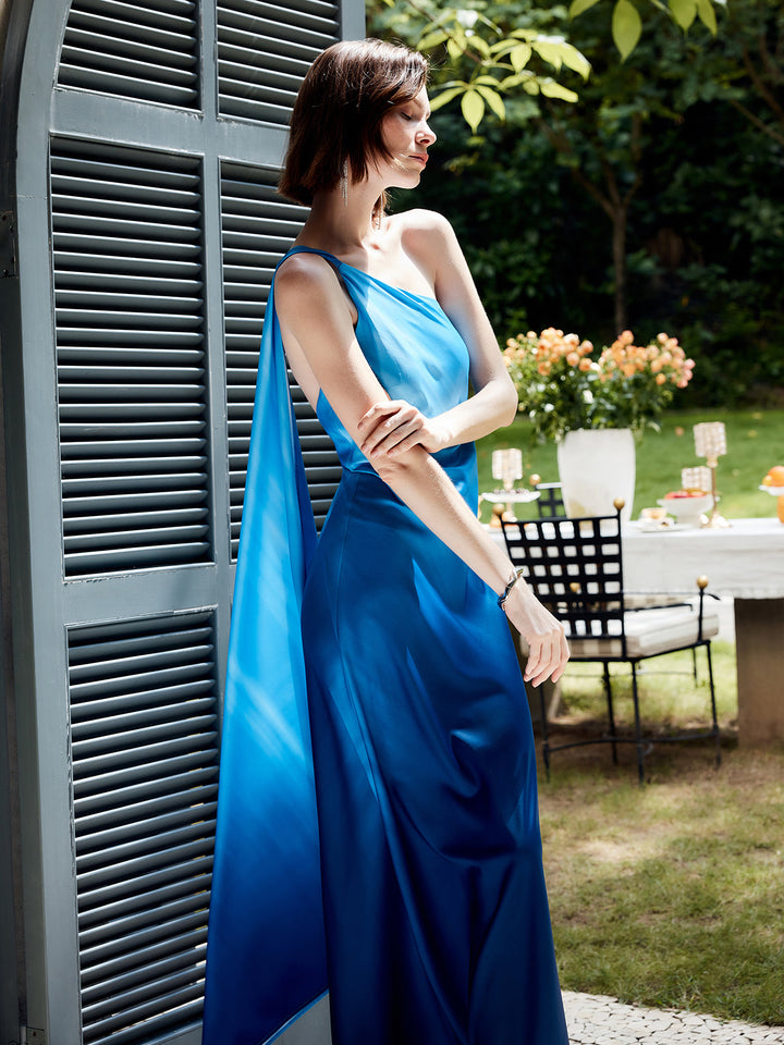 Asymmetrisches One-Shoulder-Kleid mit Farbverlauf