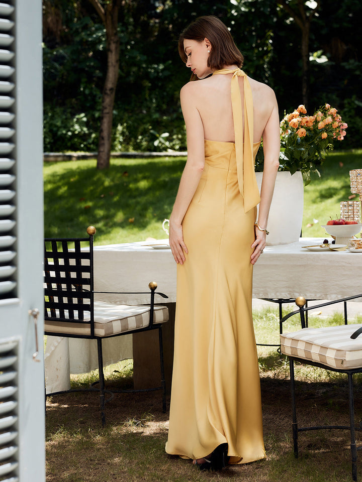 Halter-Kleid aus Satin ohne Rücken