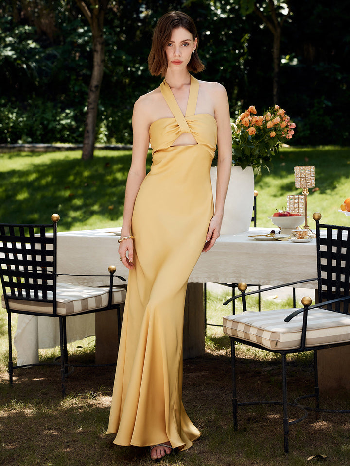 Halter-Kleid aus Satin ohne Rücken