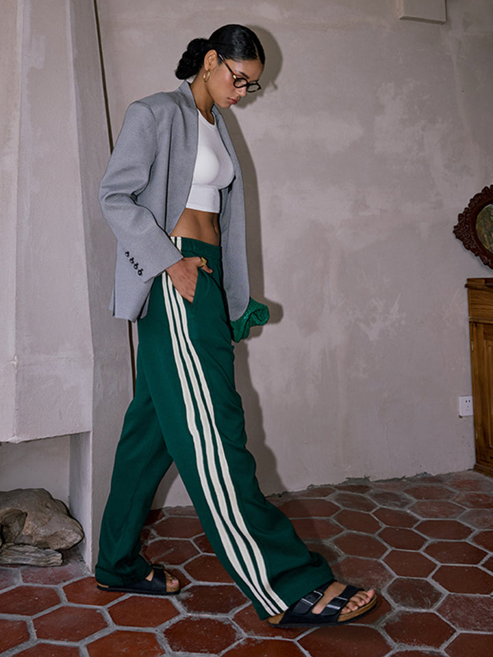 Lässige Patchwork-Hose mit Streifen