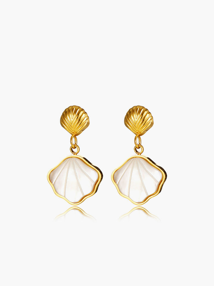 Perl-Muschel Goldene Ohrringe