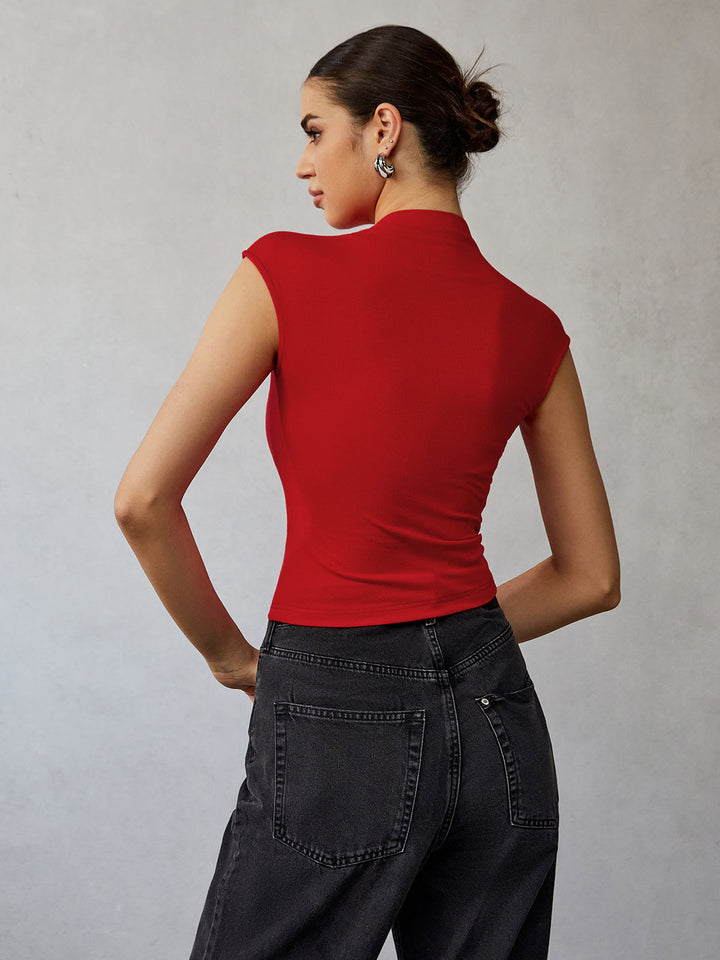 Mock Neck Shirt mit kurzen Ärmeln