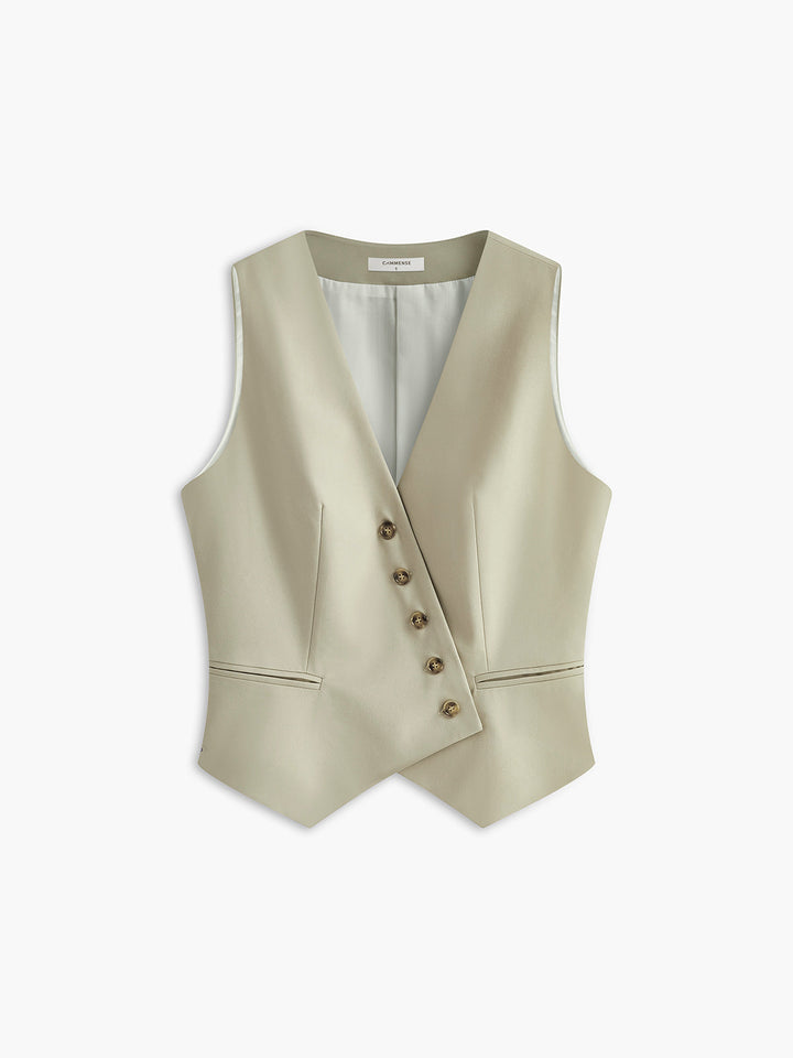 Asymmetrische Weste mit Knopfdetails