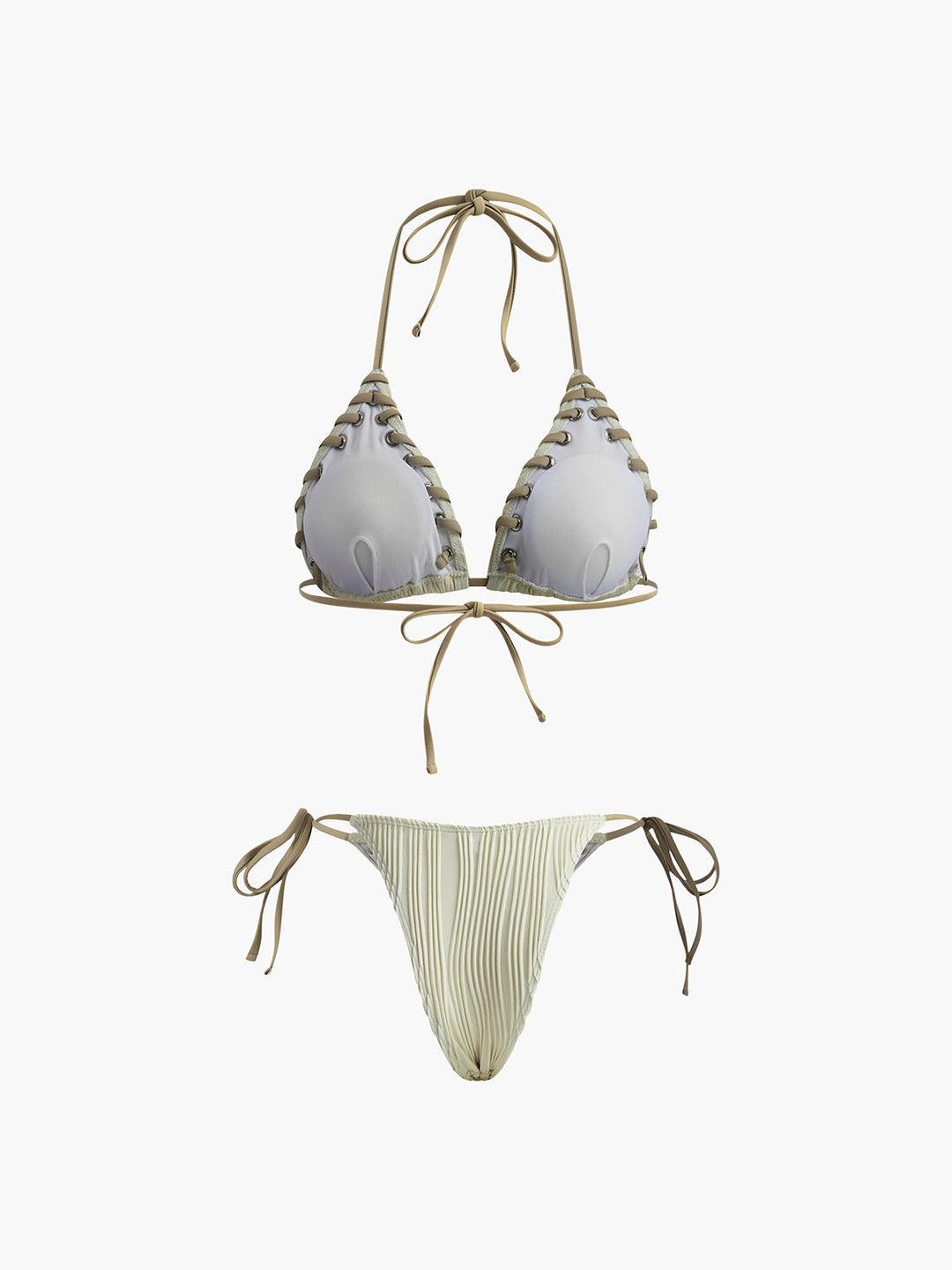 Grommet Schnür-Bikini-Set mit Raffung