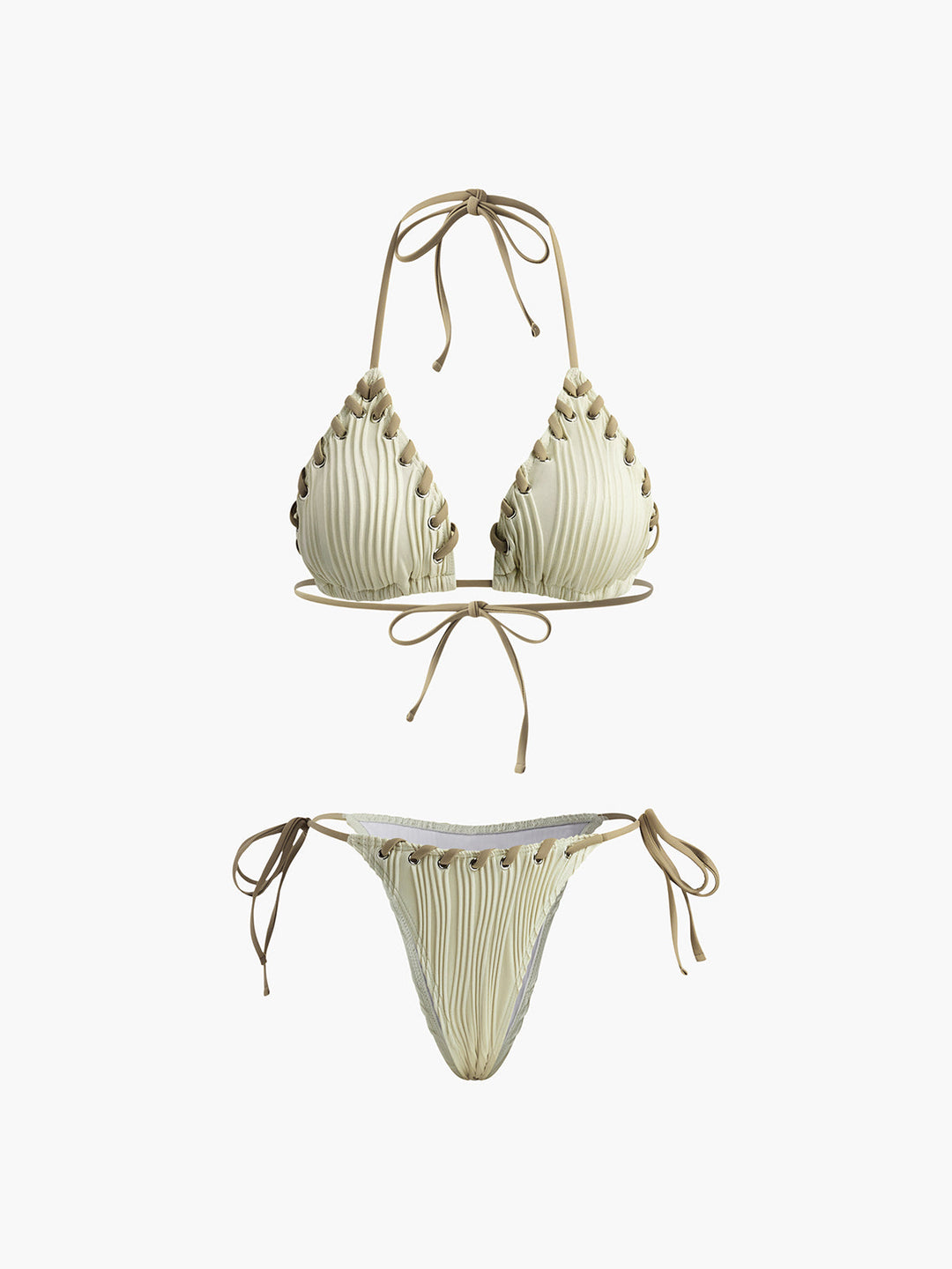 Grommet Schnür-Bikini-Set mit Raffung