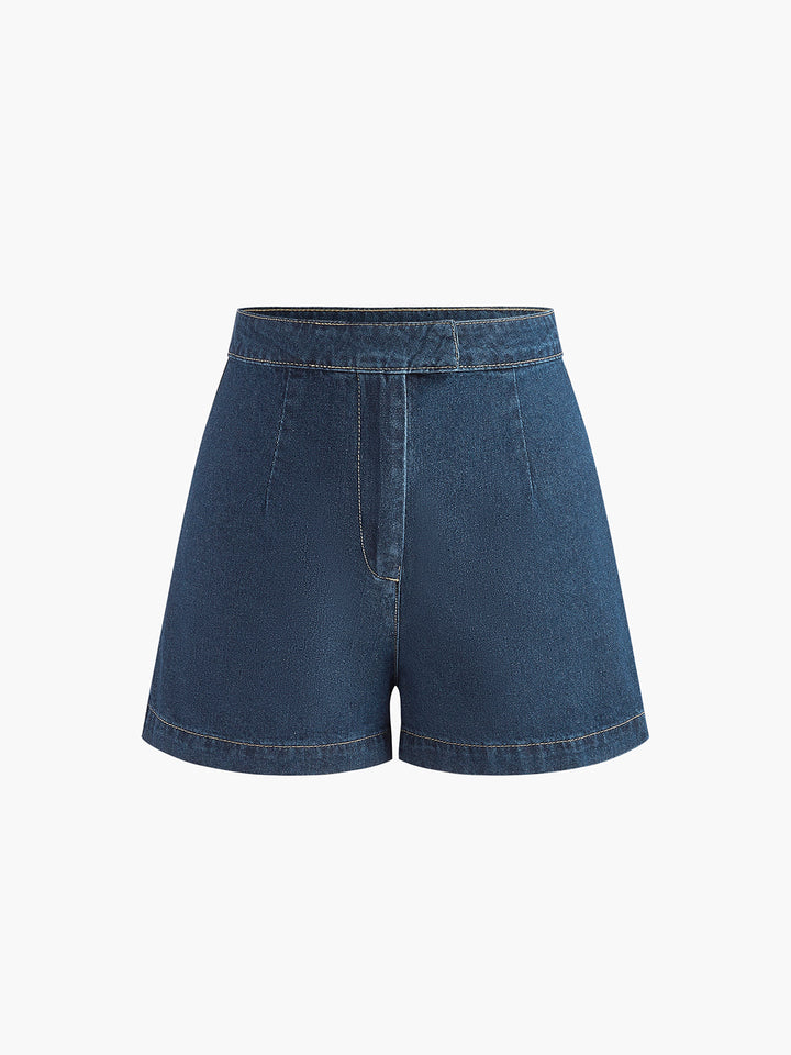 Denim-Peplum-Weste mit Shorts-Set