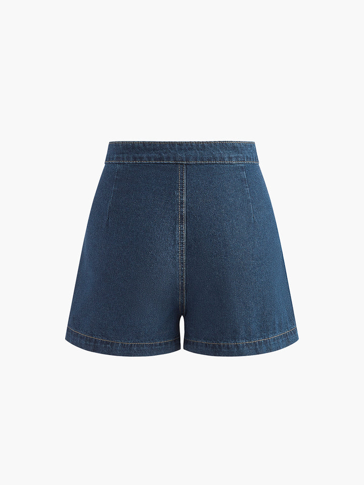 Denim-Peplum-Weste mit Shorts-Set