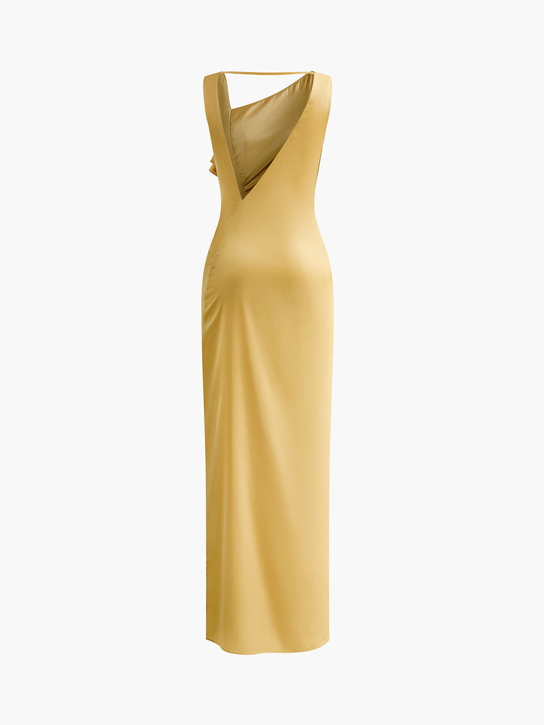 Asymmetrisches rückenfreies langes Kleid mit Rüschen