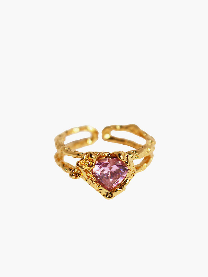 Herz Strass Verstellbarer Offener Ring