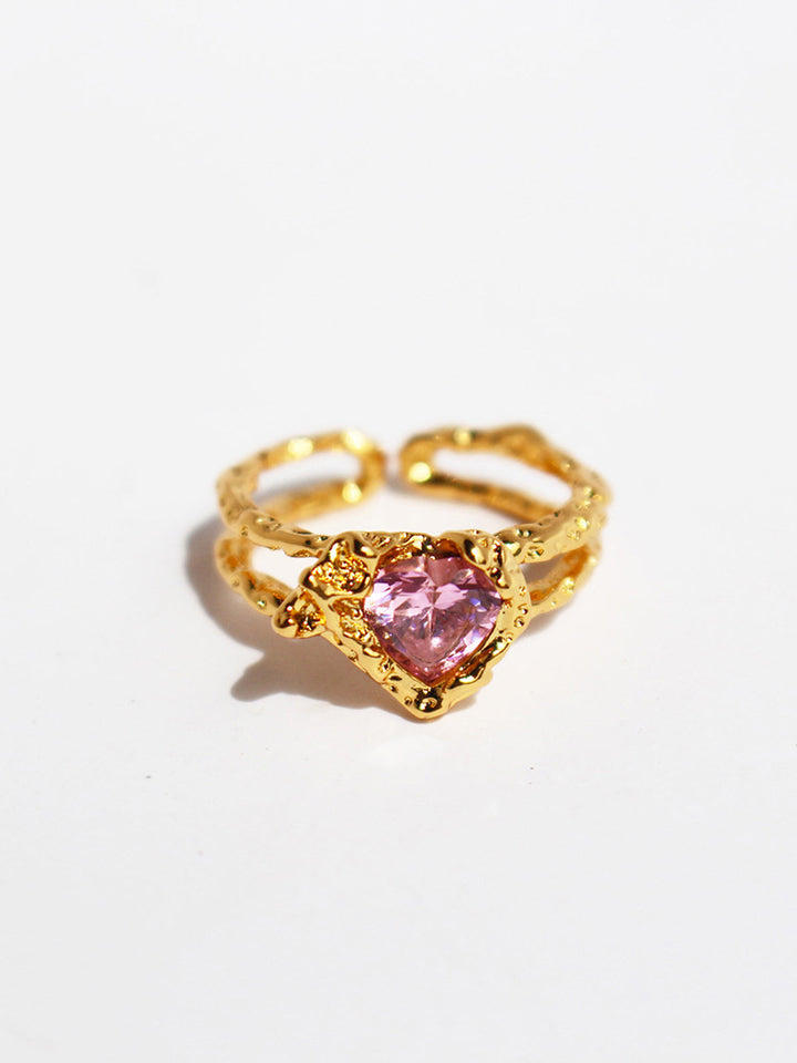 Herz Strass Verstellbarer Offener Ring