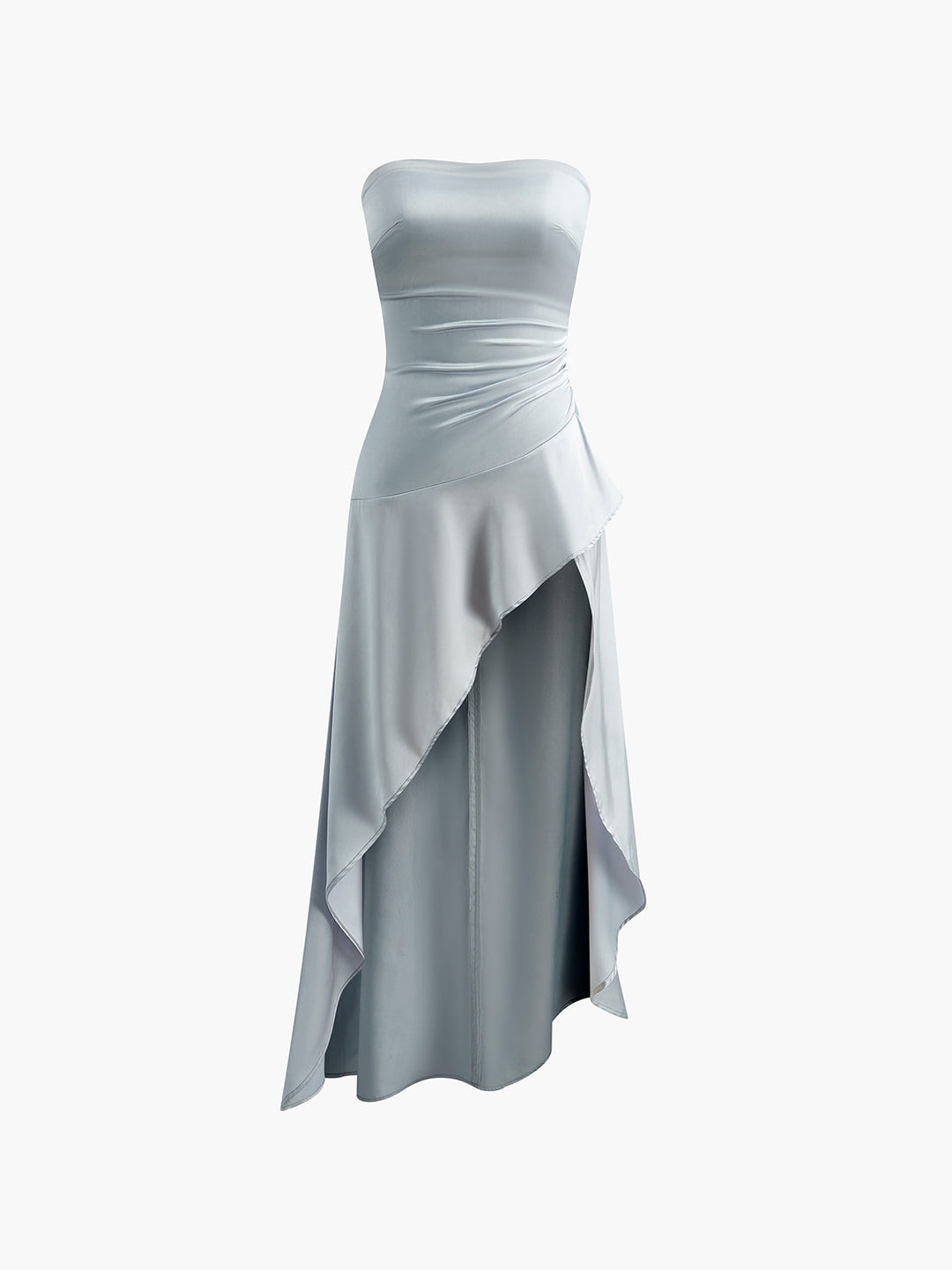 Asymmetrisches Kleid mit Rüschen und Trägerlos