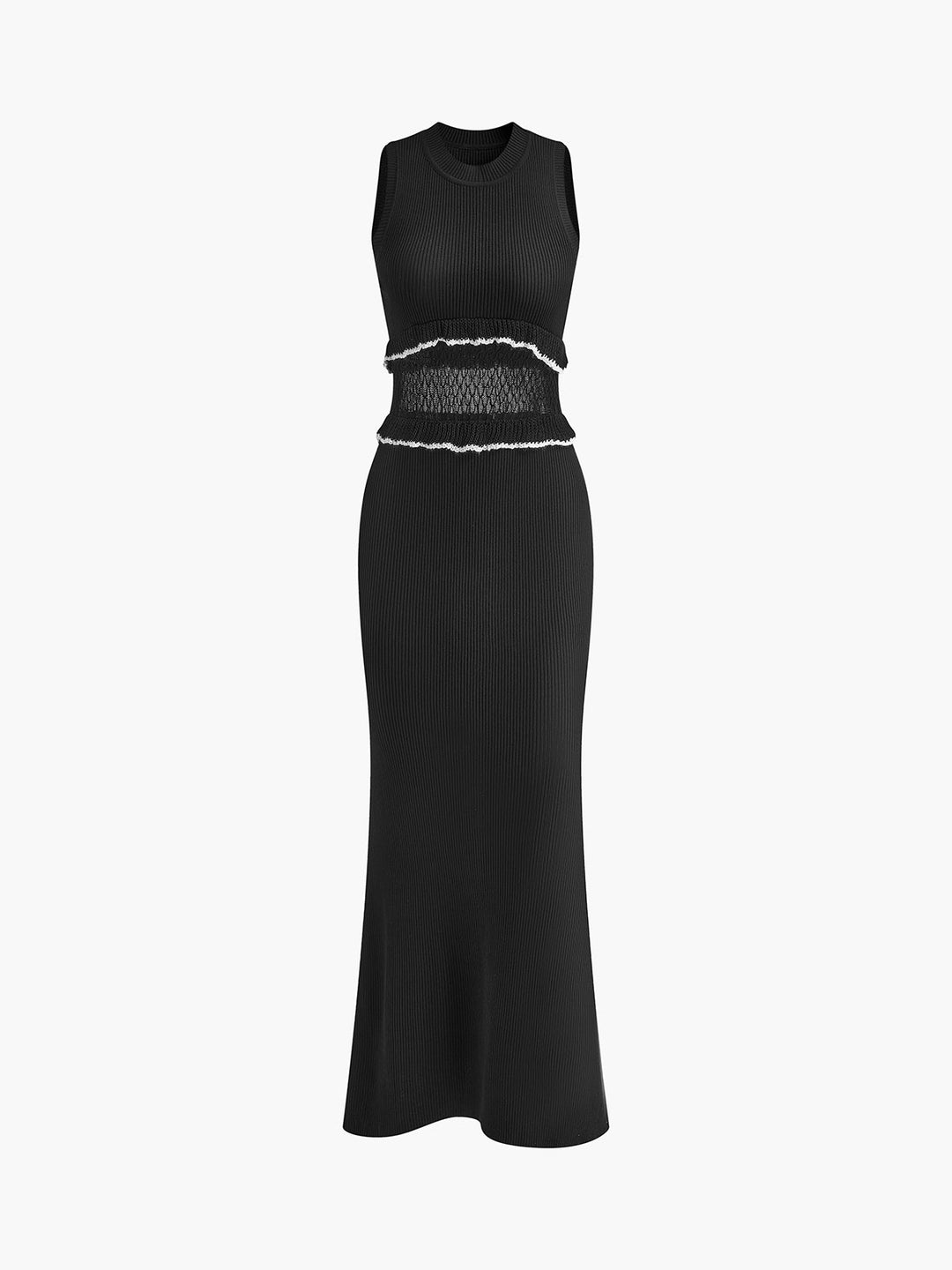 Ärmelloses Kleid mit durchsichtigem Saum