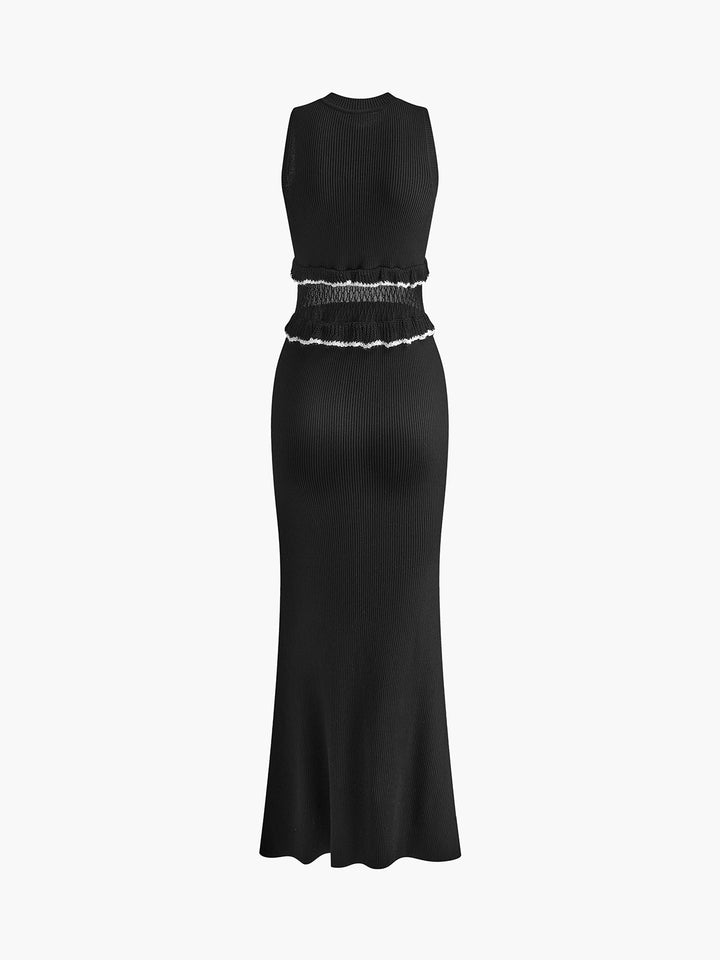 Ärmelloses Kleid mit durchsichtigem Saum