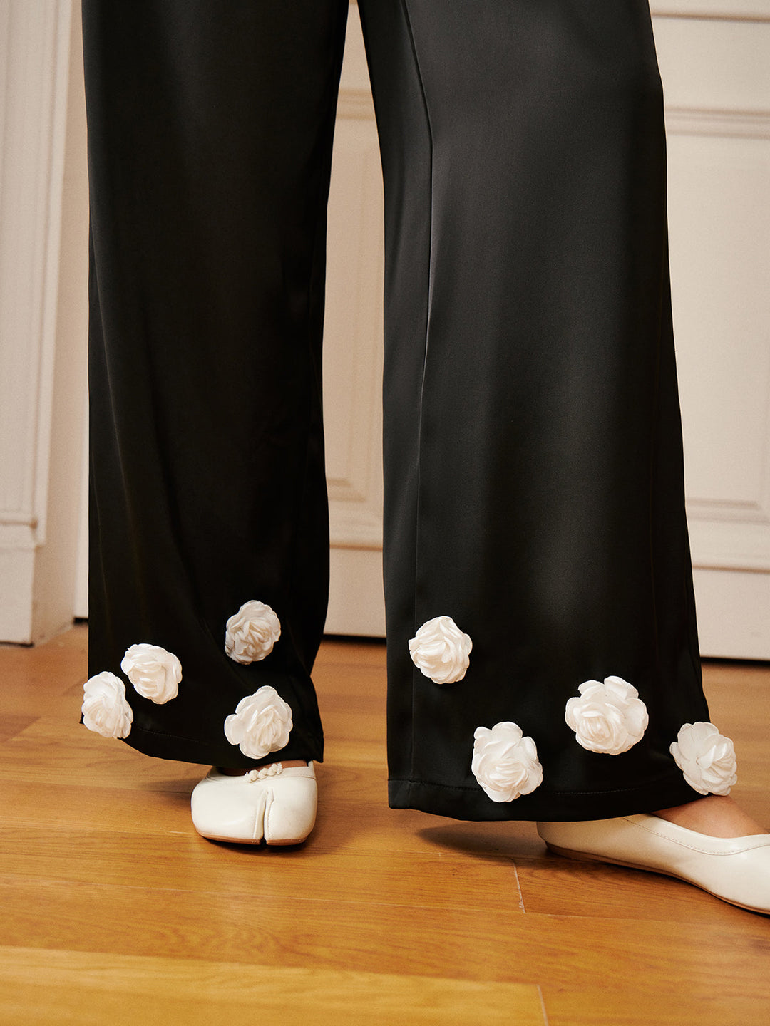 Satin 3D Blumenknopf Hose