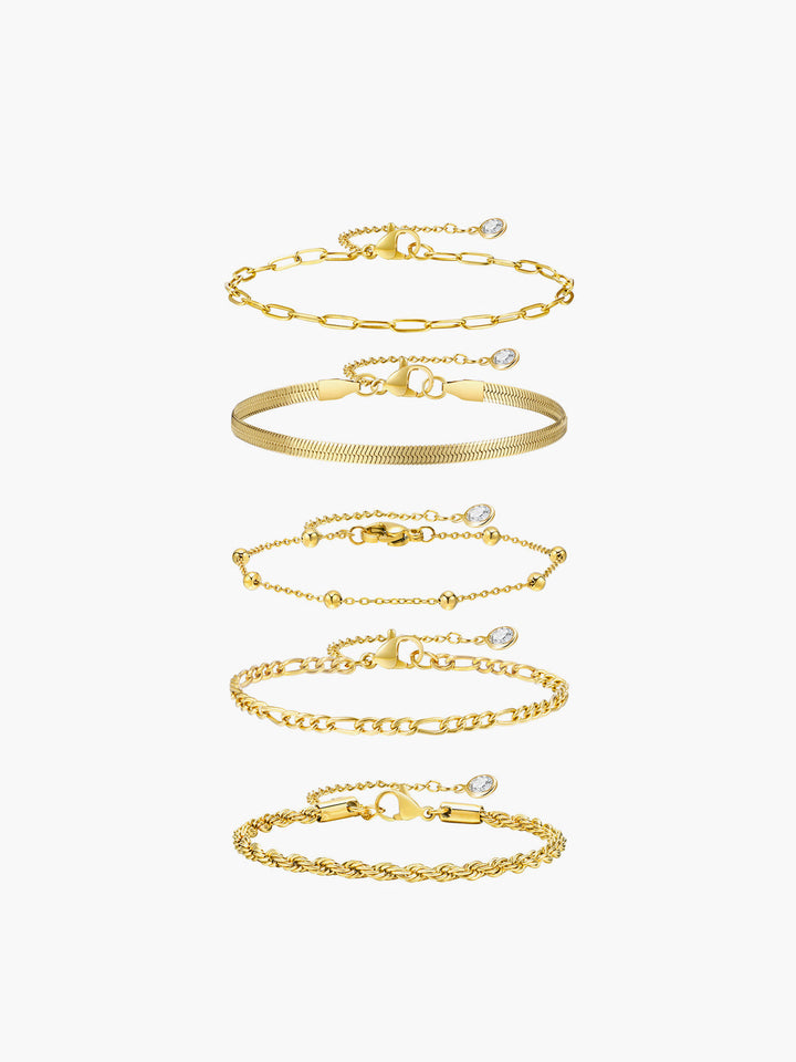 5 Stück Geometrische Goldene Kettenarmband