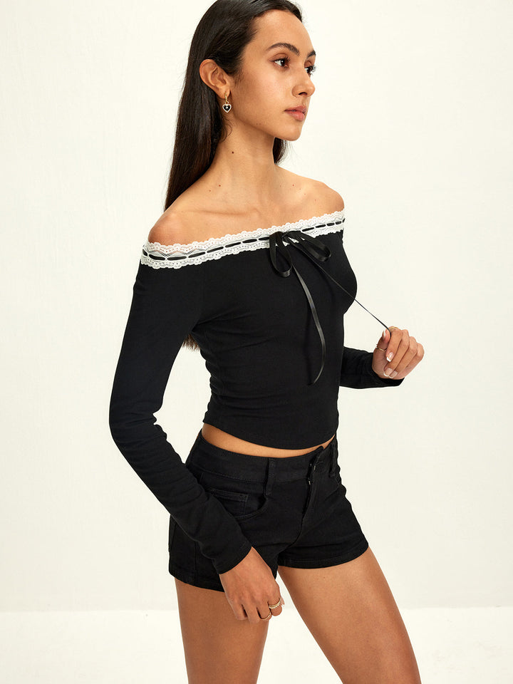 Off-Shoulder Spitzenbluse