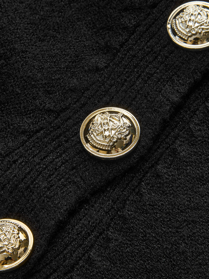 Rollkragenpullover Kleid mit Gürtel und Knöpfen