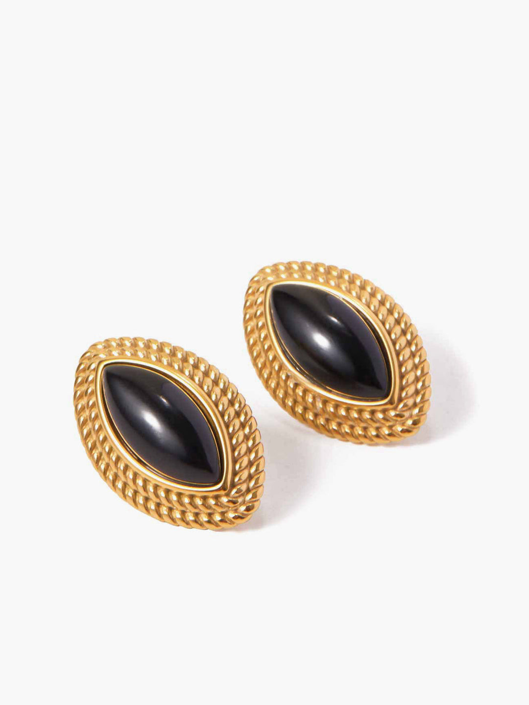 Goldene Scheiben-Ohrringe aus Onyx