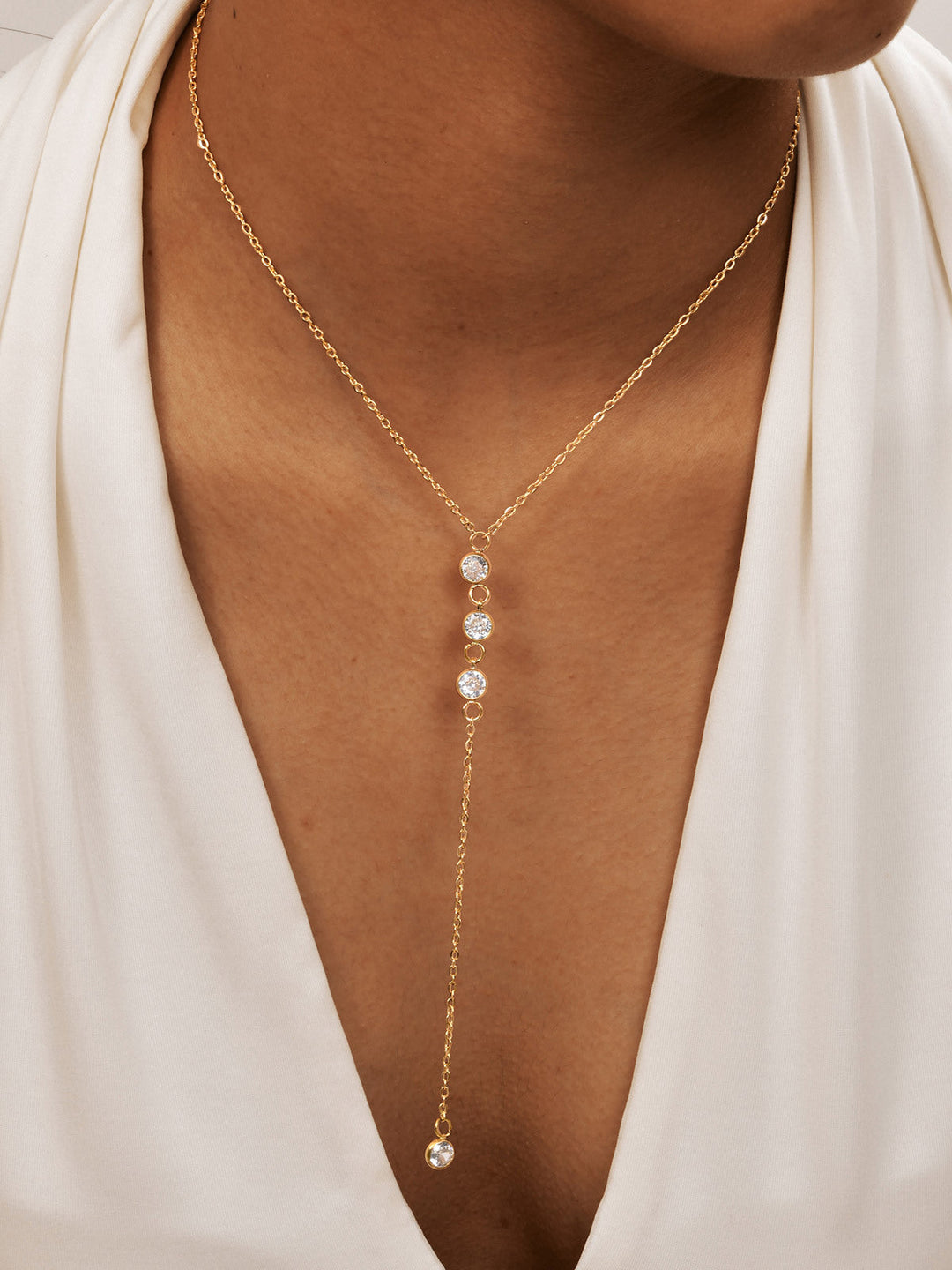 Rhinestone Lariat Drop Halskette