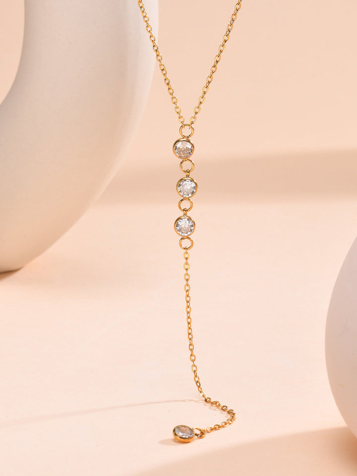 Rhinestone Lariat Drop Halskette