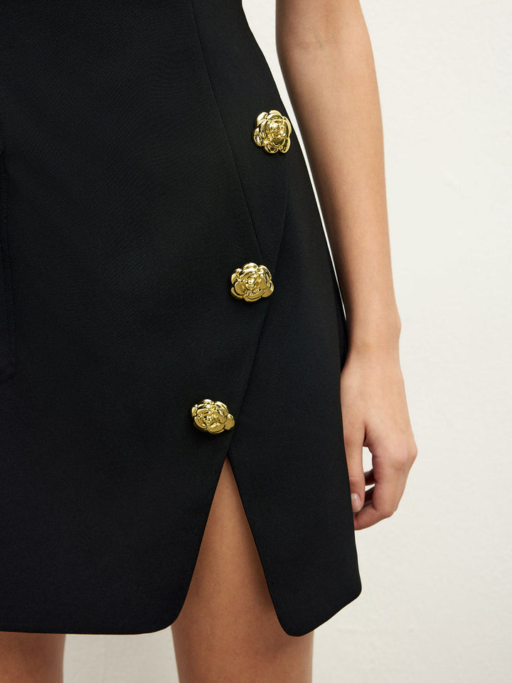 Goldene Rosenknopf Tasche Geteiltes Kleid