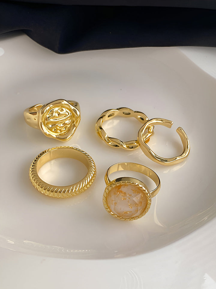 5er Set Hochwertiger Goldener Creolen-Ring