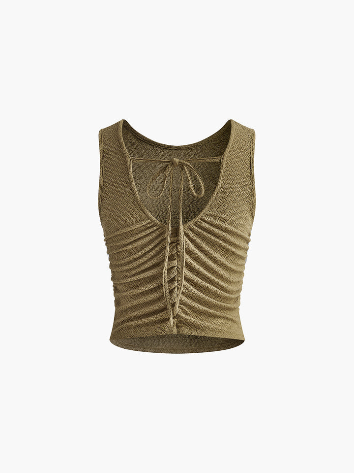 Plissiertes Tanktop mit Bindeband