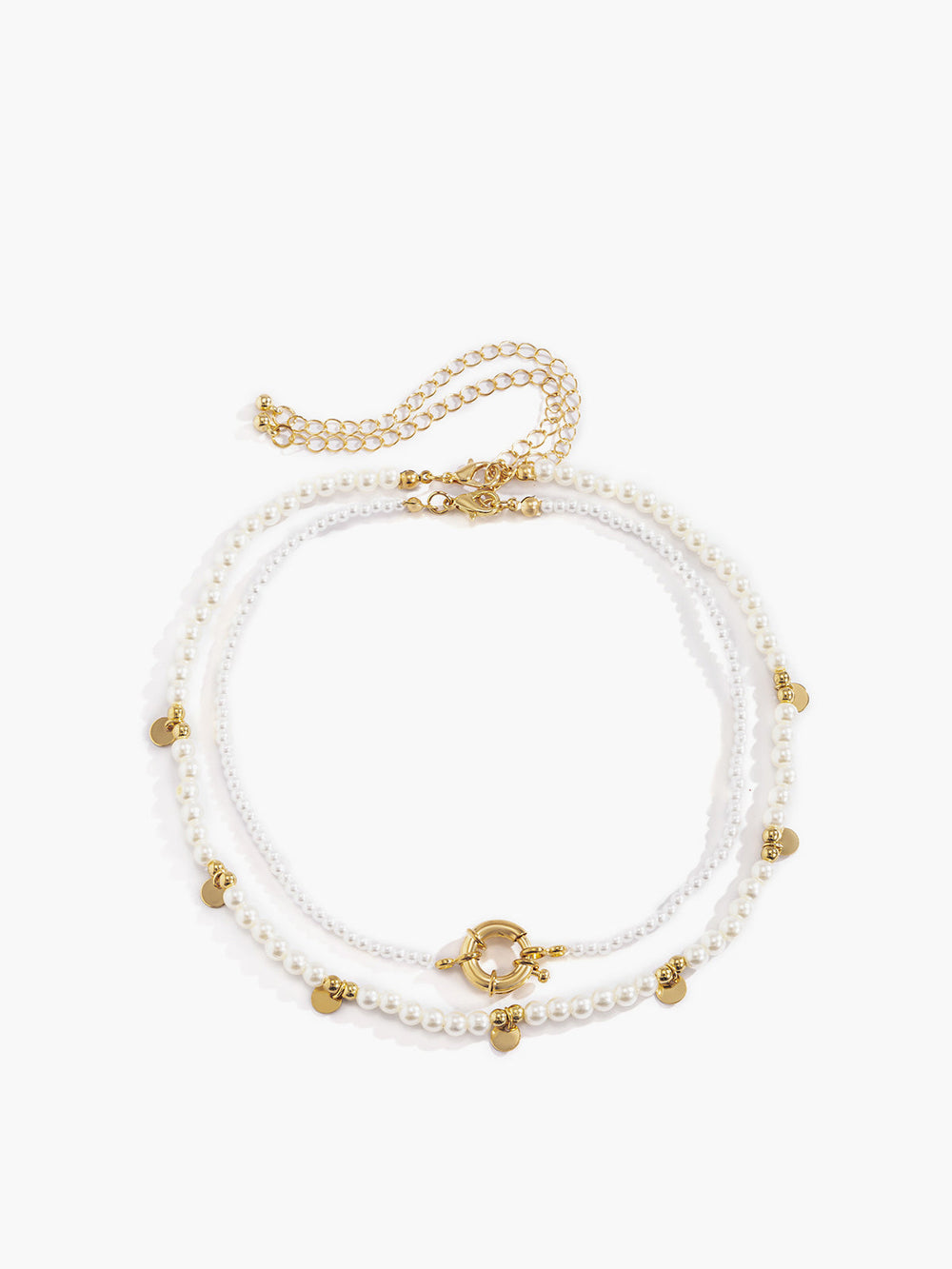 2 Stück Perlenbesetztes goldenes Reifenhalsband
