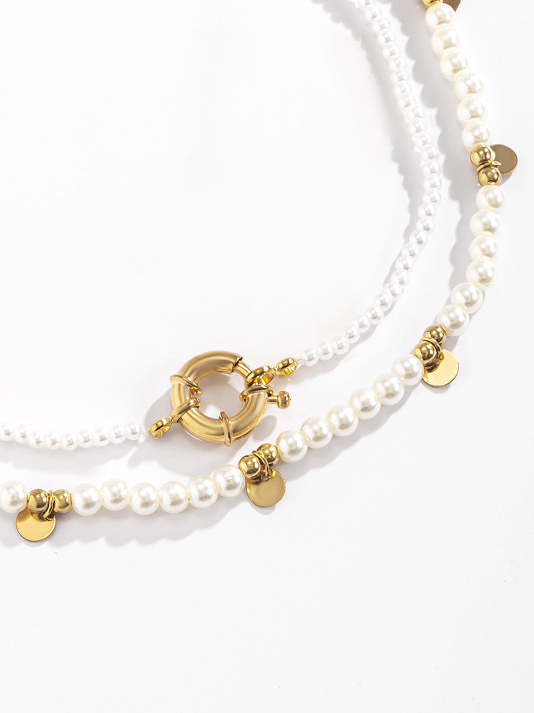 2 Stück Perlenbesetztes goldenes Reifenhalsband