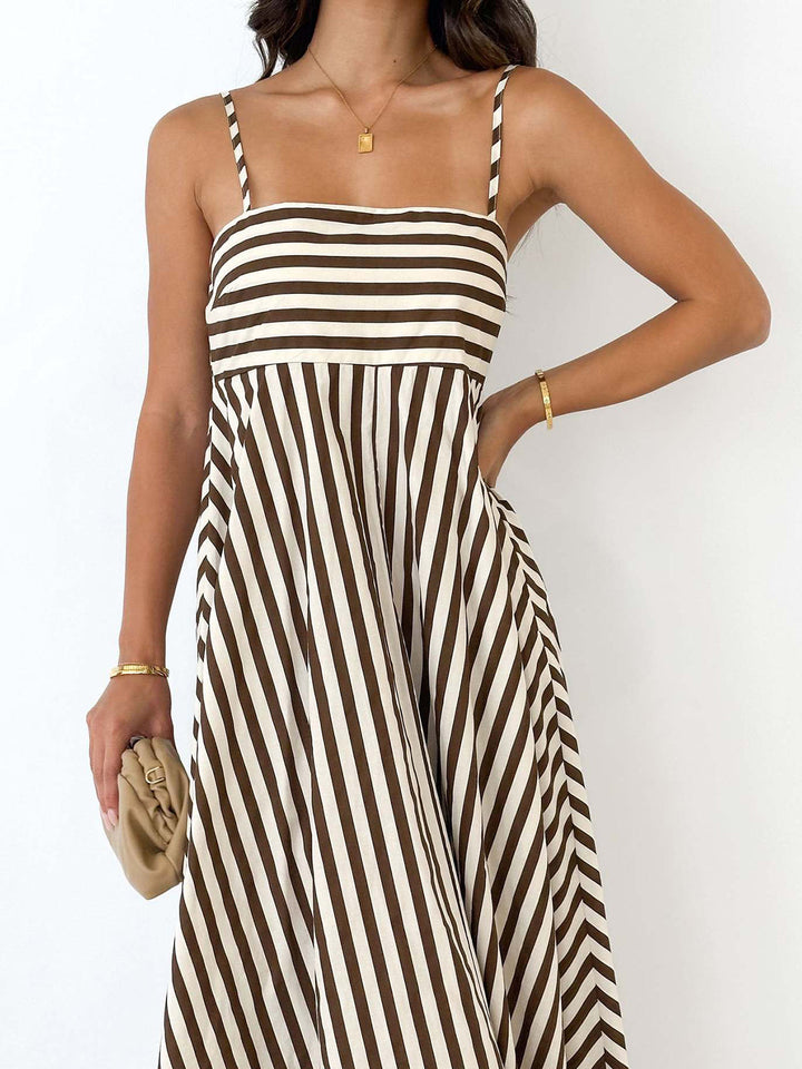 Gestreifte Falten-Cami-Maxikleid