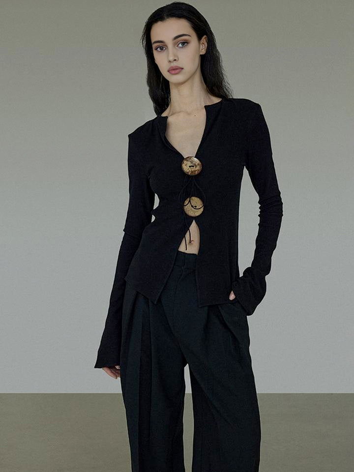 Boho-Split-Strick-T-Shirt
