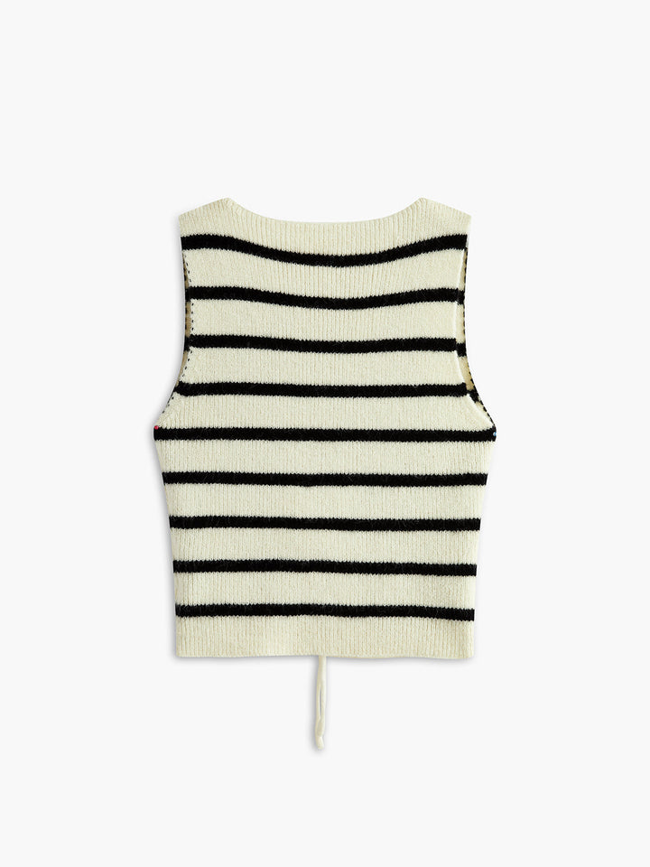 V-Ausschnitt Gestreifter Westen-Pullover