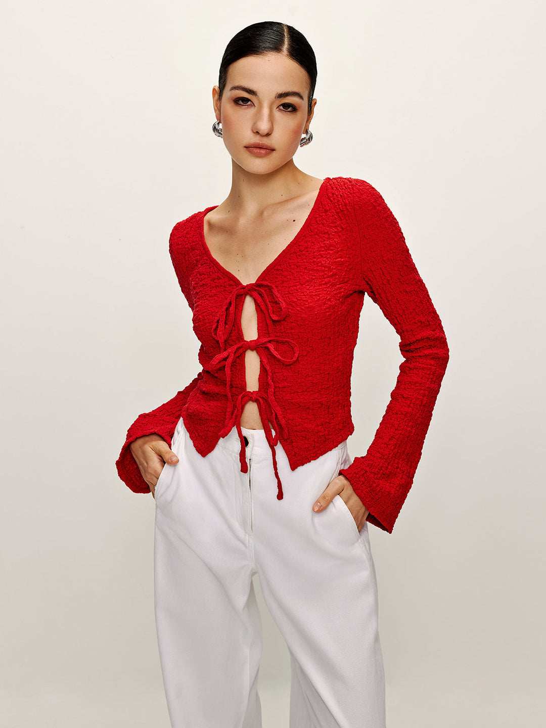 Baumwollmischungen Bind Front Weiche Bluse