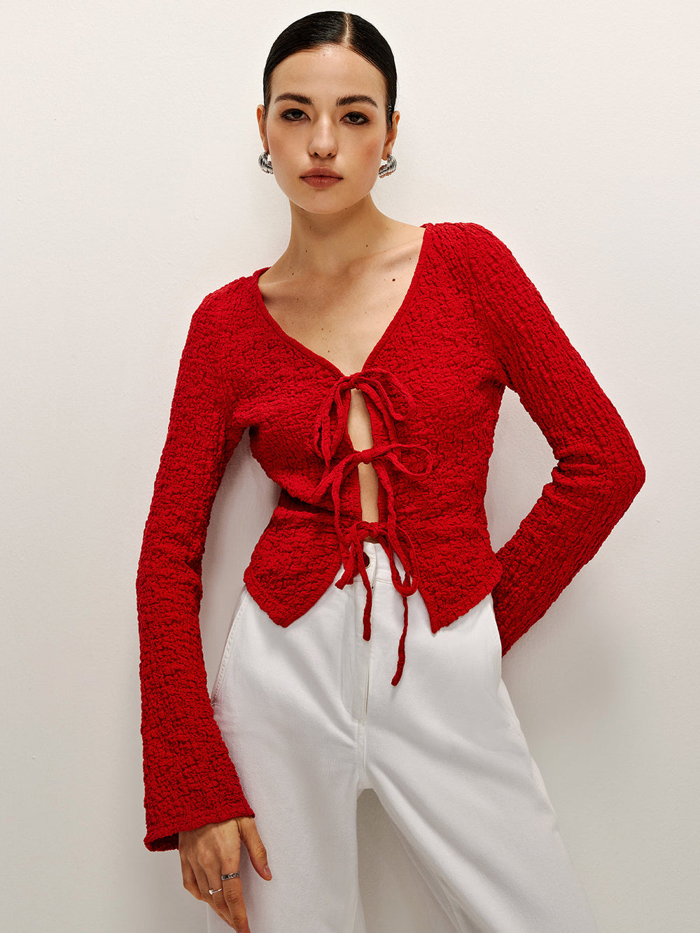 Baumwollmischungen Bind Front Weiche Bluse