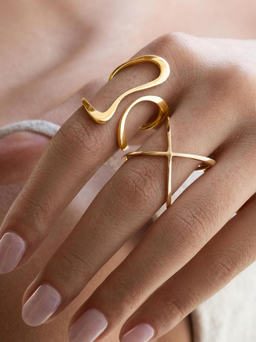 1 Stück Unregelmäßiger Goldener Wirbel Offener Ring