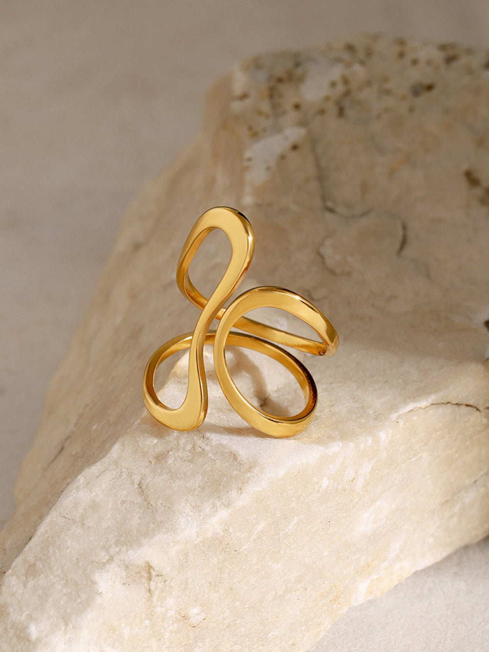 1 Stück Unregelmäßiger Goldener Wirbel Offener Ring