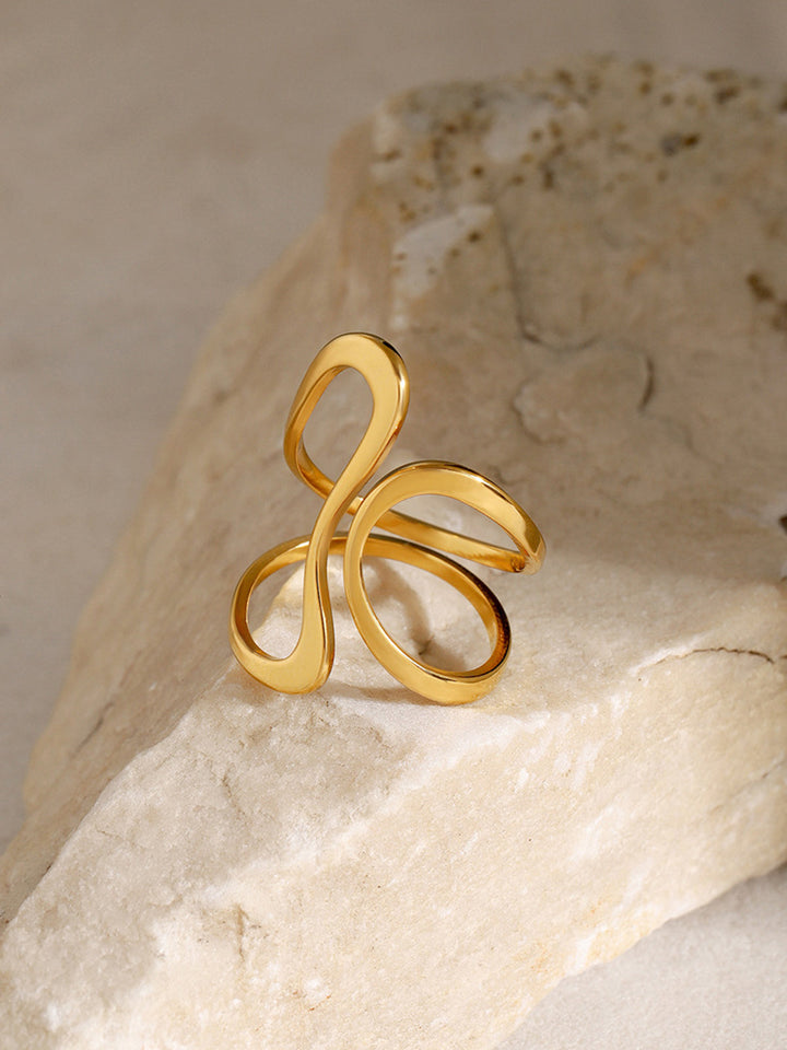 1 Stück Unregelmäßiger Goldener Wirbel Offener Ring