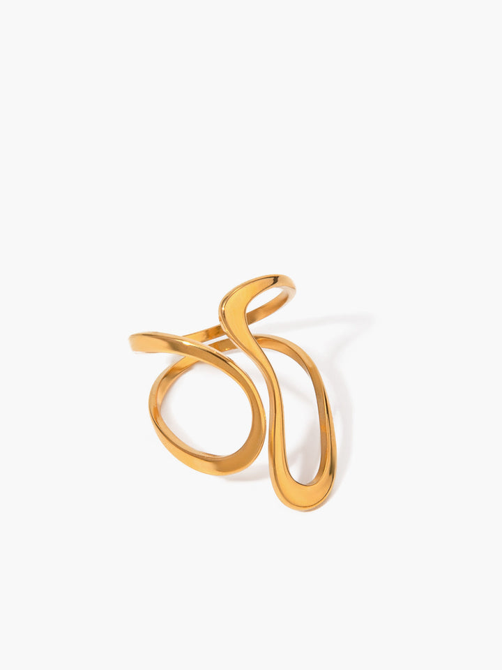 1 Stück Unregelmäßiger Goldener Wirbel Offener Ring