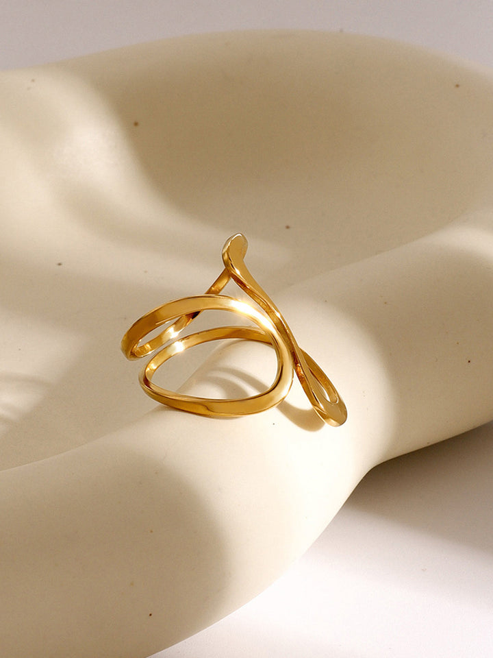 1 Stück Unregelmäßiger Goldener Wirbel Offener Ring