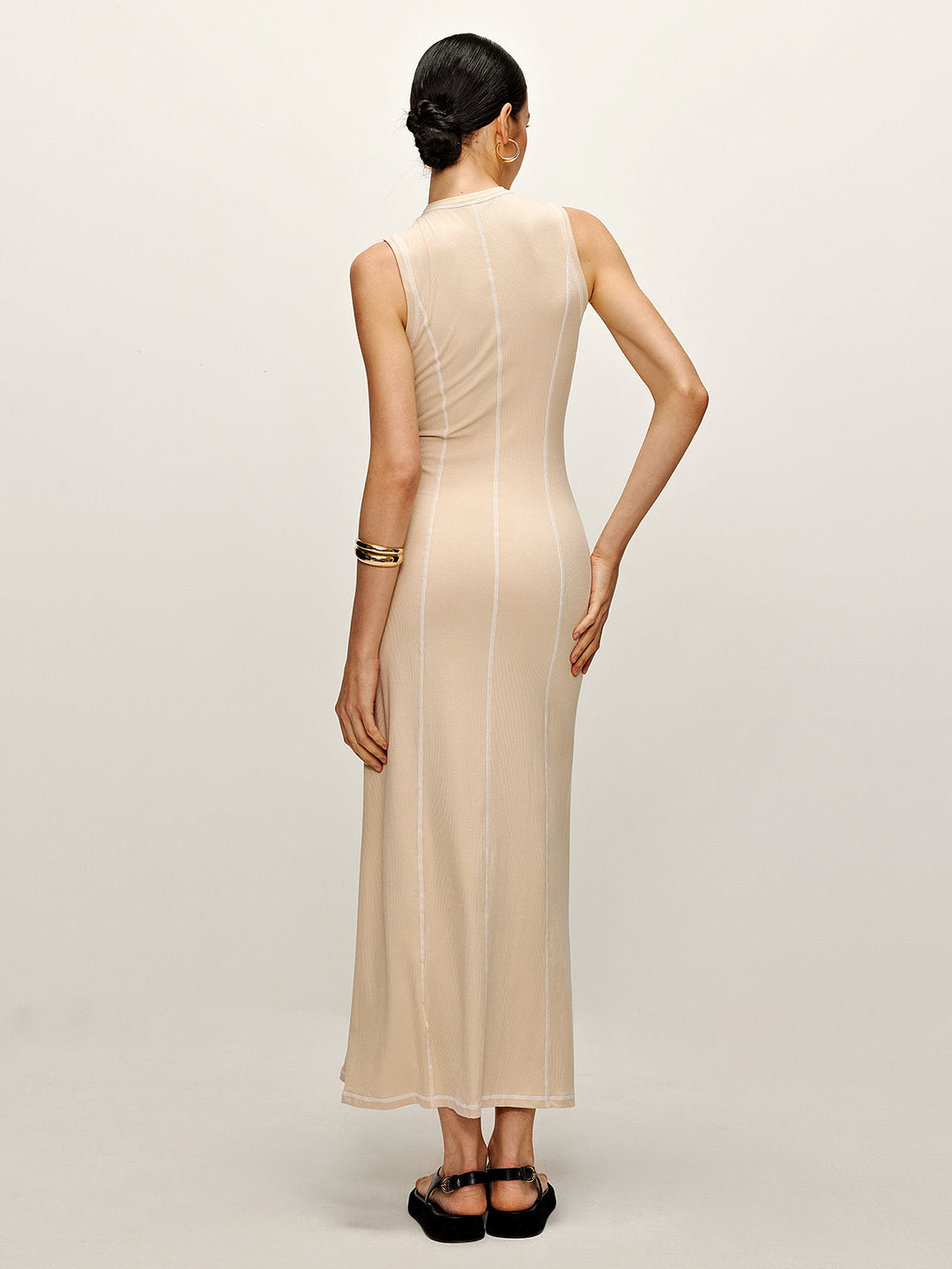 Kontrastpaspel Strickkleid