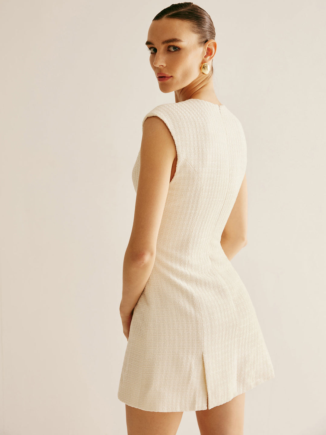 Gefüttertes Hemdkleid mit Reißverschluss aus Tweed